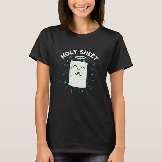 Holy Sheet Funny Halo Paper Pun Dark BG T-Shirt (Vorderseite)