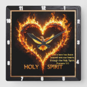 Holy Spirit Eagle Flaming Heart Devotion Romans 5 Quadratische Wanduhr (Vorderseite)
