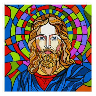 holy stained glass design procreate hand drawing poster
