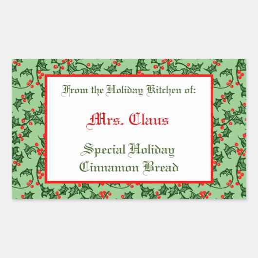 Holy und Berries bearbeitbarer Backaufkleber auf d Rechteckiger Aufkleber (Vorderseite)