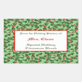 Holy und Berries bearbeitbarer Backaufkleber auf d Rechteckiger Aufkleber