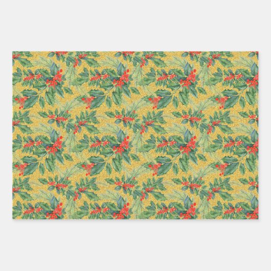 Holy und Berries, rotes Leder, grünes Set Geschenkpapier Set (Vorderseite)