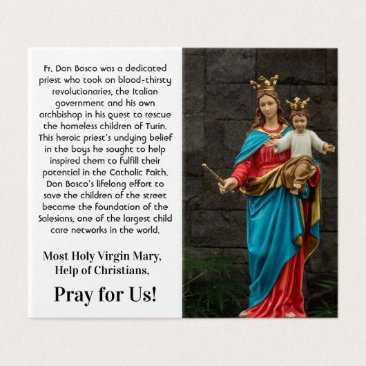 Holy Virgin Mary, Help of Christians, Prayer Card (Außenseite Aufgefaltet)