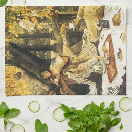 Holyday, the Picnic by James Tissot, Viktorianisch Geschirrtuch (Gefaltet)