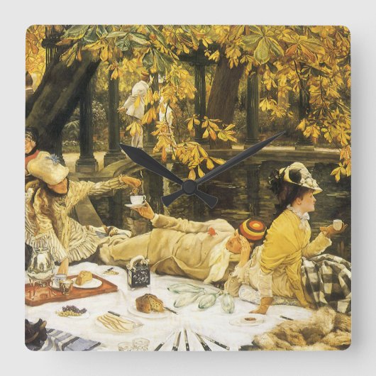 Holyday, the Picnic by James Tissot, Viktorianisch Quadratische Wanduhr (Vorderseite)