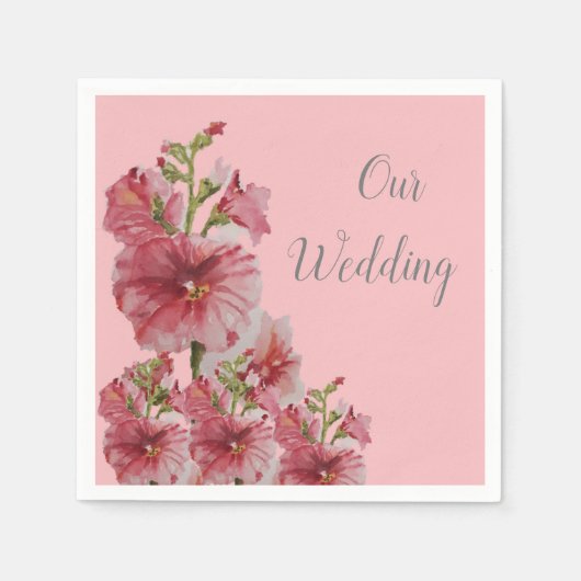 Holyhock-Blütenhochzeit Serviette (Vorderseite)