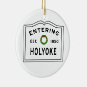Holyoke, MA Holiday Wreath Metal Ornament (Rechts)