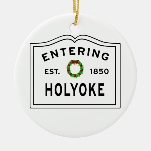 Holyoke, MA Holiday Wreath Metal Ornament (Vorne)