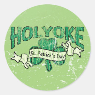 Holyoke St. Patrick's Day Vintage Retro Runder Aufkleber