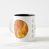 Holz 0x 1925 1985 Feuerstein Zodiac Birthday Tasse (Vorderseite Links)
