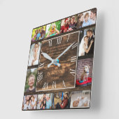 Holz 12 Foto-Collage römische Zahlen qu Quadratische Wanduhr (Winkel)
