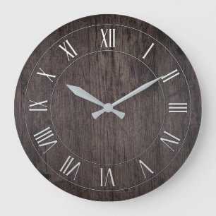 Holz Antik Römische Ziffern Runde Wanduhr