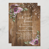 Holz, Aquarell Blume & Lights Probe Abendessen Einladung (Vorne/Hinten)