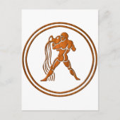 Holz Aquarius Zodiac Wasserträger Astrologie Zeich Postkarte (Vorderseite)