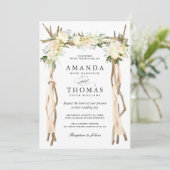 Holz Arbor Arch Elfenbein Weiße Rustikale Blumenho Einladung (Stehend Vorderseite)