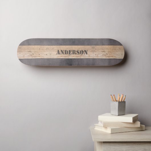 Holz auf dunklem Hintergrund, Name Skateboard (Wandkunst (Horz))