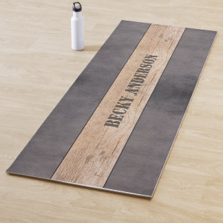 Holz auf dunklem Hintergrund, Name Yogamatte