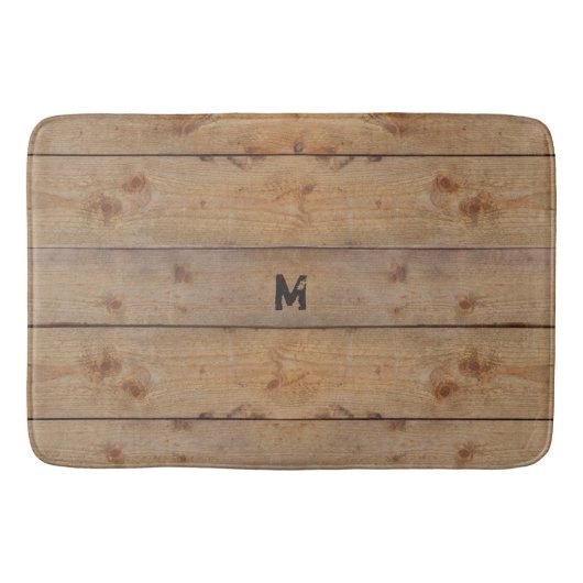 "Holz" Badematte mit (oder ohne) Initialen (Vorderseite)
