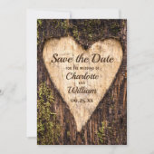 Holz Bark Herz Rustikale Hochzeit Save The Date (Vorderseite)