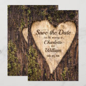 Holz Bark Herz Rustikale Hochzeit Save The Date (Vorne/Hinten)