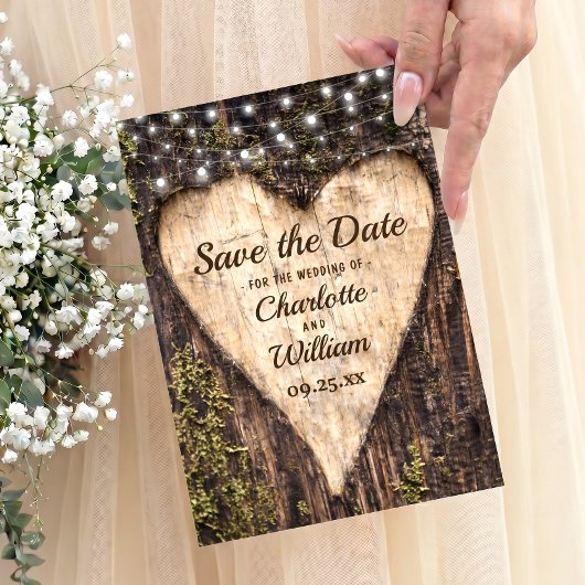 Holz Bark Herz Rustikale Hochzeit Save The Date