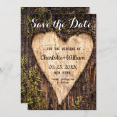 Holz Bark Herz Rustikale Hochzeit Save The Date (Vorne/Hinten)