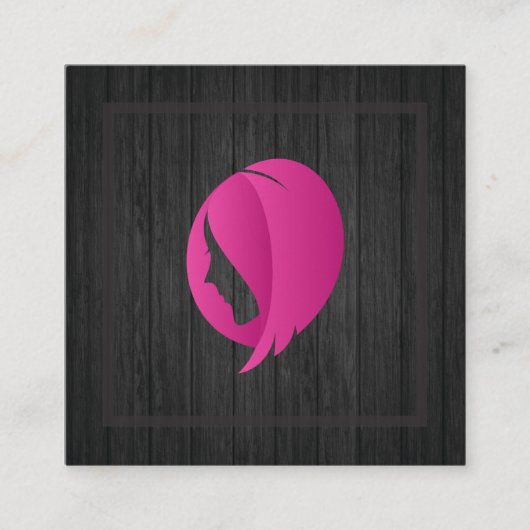 Holz | Berufliche Friseurin Quadratische Visitenkarte (Vorderseite)