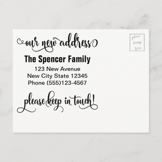 Holz Birdhouse Foto "We ve Moved" Hinweis, 2 Ankündigungspostkarte (Rückseite)