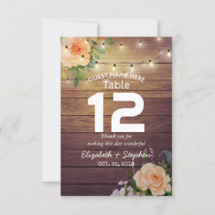 Holz-Blumen-Lichterkette Hochzeitsplatz-Tisch Nr. Einladung