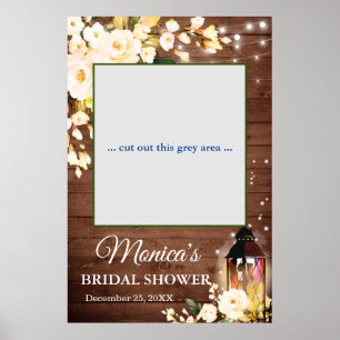 Holz- & Blush-Rosen Rustikale Hochzeitsdusche-Foto Poster