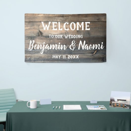 Holz-Bretter, die willkommene Fahne Wedding sind Banner (Messeveranstaltung)