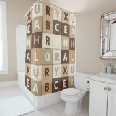 Holz-Buchstabenraster Duschvorhang (Beispiel)