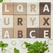 Holz-Buchstabenraster Geschirrtuch (Gefaltet)
