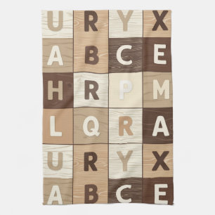 Holz-Buchstabenraster Geschirrtuch