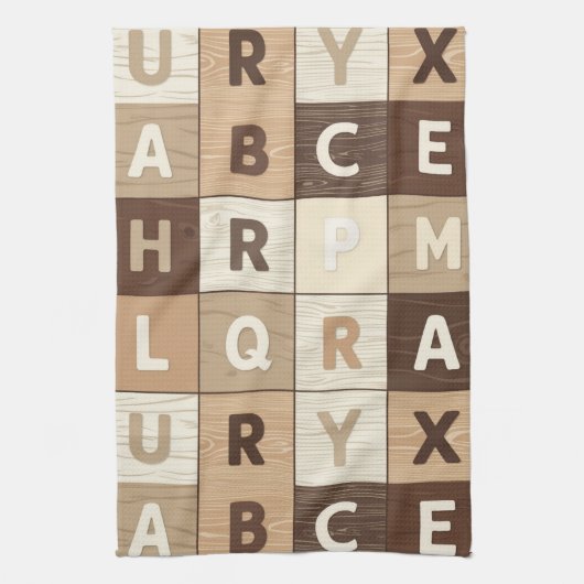 Holz-Buchstabenraster Geschirrtuch (Vertikal)