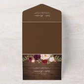 Holz Burgund Blumen Lichter rustikale Hochzeit all In One Einladung (Außenbereich)