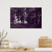 Holz, Bute Park Cardiff - Lila, tonisierte BW Poster (Küche)