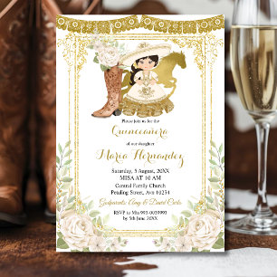 Holz Charro weiße Charra Quinceanera-Einladung Einladung