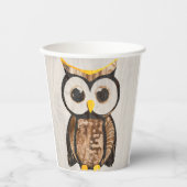 Holz - Chouette - Wood Owl Pappbecher (Vorderseite)