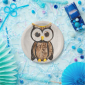 Holz - Chouette - Wood Owl Pappteller (Party)