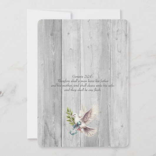 Holz Christlich zwei wird mit Taube eins Einladung (Rückseite)