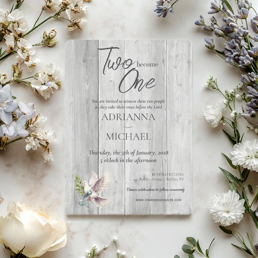 Holz Christlich zwei wird mit Taube eins Einladung