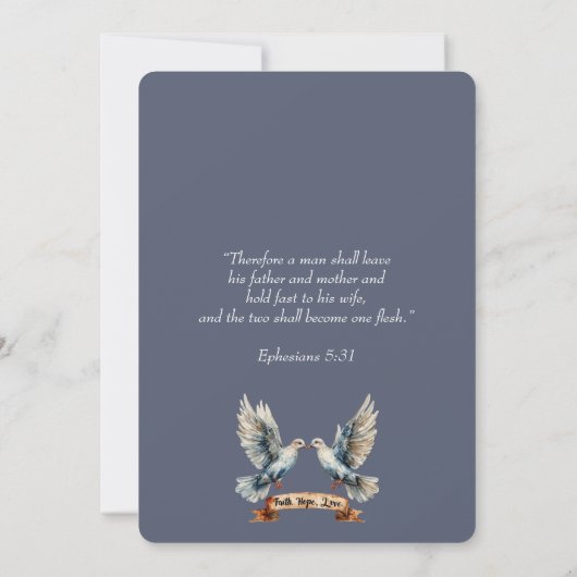 Holz Christlich zwei zu einem Aquarellblau Einladung (Rückseite)