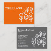 Holz (Chubby) - Weiß auf Orange Visitenkarte (Vorne/Hinten)