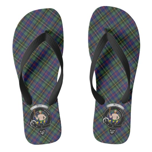Holz-Clan-Abzeichen und Tartan-Flip Flops Badesandalen (Fußbett)
