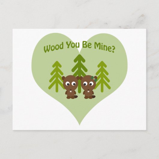 Holz, das du bist meine Biber-Liebe Postkarte (Vorderseite)