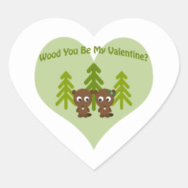 Holz, das du meine Niedlichen Biber bist Herz-Aufkleber