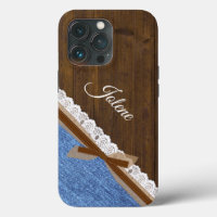 Holz Denim und Spitzen-Western als angesehen 