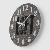 HOLZ-Diamantplatte Industrie-Look Große Wanduhr (Winkel)
