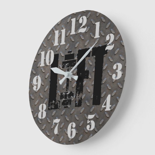 HOLZ-Diamantplatte Industrie-Look Große Wanduhr (Winkel)